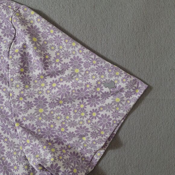 Birdie Bound Polo Men’s Sz XL Purple Yellow Floral Short Sleeve Performance - Picture 3 of 7